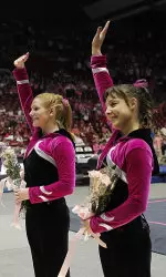 Junior Kim Jacob is ranked 14th in the all-around, fifth on the floor exercise and 23rd on the balance beam while senior Ashley Priess checks in at No. 7 on the uneven bars.