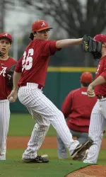 Justin Kamplain working on pitcher drills during practice.