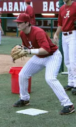 Freshman infielder Kyle Overstreet working out during spring practice.