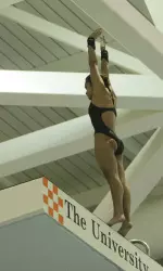 Sophomore Angely Martinez took fifth place in the women's platform event.