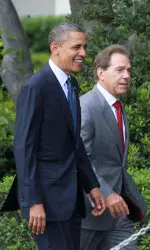 President Obama and Nick Saban during last year's visit to the White House