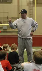 Alabama head coach Mitch Gaspard talks to the kids at one of the Tides many kids clinics throughout the year.