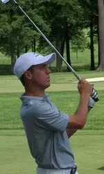 Justin Thomas watch an approach shot during Palmer Cup action.