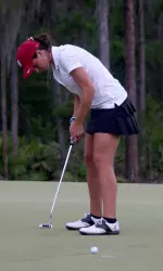 Emma Talley sinks her birdie putt ont he 72nd hole of the NCAA Championships for the deciding stroke.