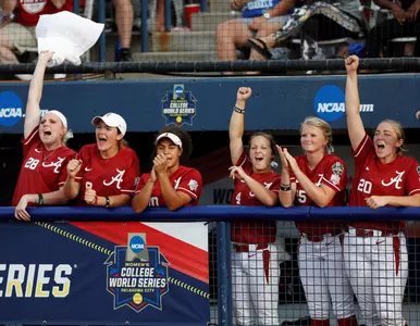 Softball Players in Dugout