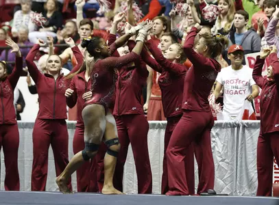 Gymnasts celebrating