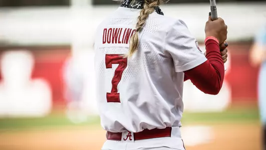 Back of Bailey Dowling's jersey while she is at bat
