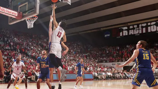 Jahvon Quinerly goes up for a floater vs. South Dakota State