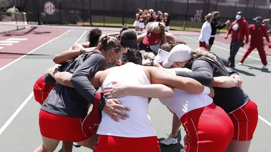 Women's tennis team huddle