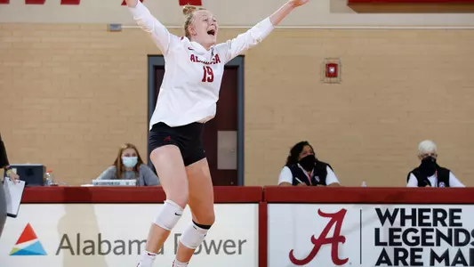 Alabama's Kendyl Reaugh celebrates vs. Tennessee