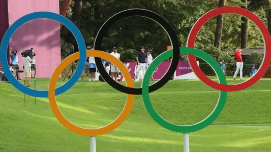 KAWAGOE, JAPAN - JULY 30: Justin Thomas of Team United States plays his shot from the 16th tee during the second round of the Men's Individual Stroke Play on day seven of the Tokyo 2020 Olympic Games at Kasumigaseki Country Club on July 30, 2021 in Kawagoe, Saitama, Japan. (Photo by Mike Ehrmann/Getty Images)