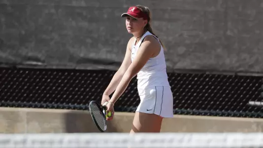 Loudmilla Bencheikh gets ready to serve