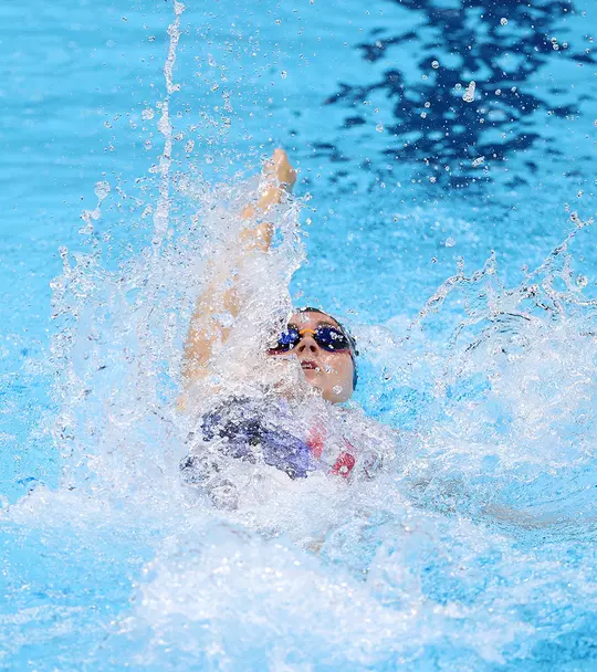 Rhyan Elisabeth White of Team United States competes in the first semifinal of the Women's 100m Backstroke on day three of the Tokyo 2020 Olympic Games at Tokyo Aquatics Centre on July 26, 2021 in Tokyo, Japan.