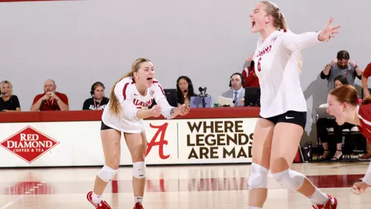 Dru Kuck and Abby Marjama celebrate vs. Missouri