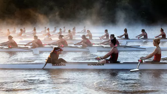 Alabama rowing on the water during a fall practice