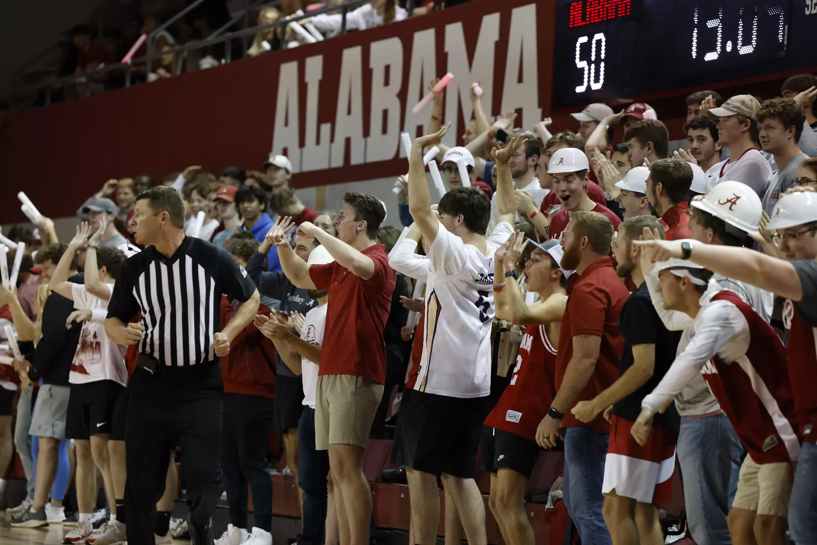 Fans cheer against Southern Illinois University at Foster Auditorium in Tuscaloosa, AL on Saturday, Oct 29, 2022.
