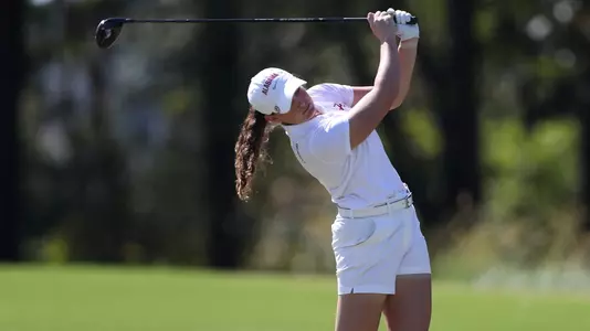Sarah Edwards from the fairway during her practice round
