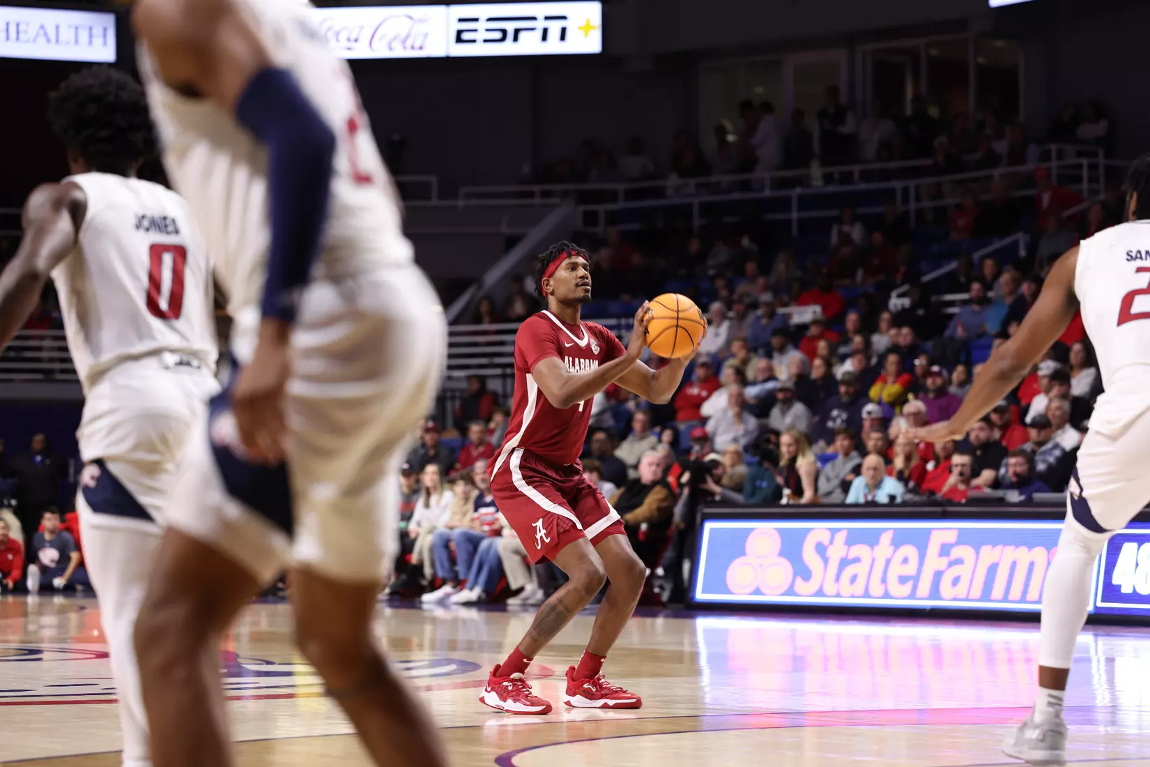 Alabama Forward Noah Gurley (4) shoots against South Alabama at Mithell Center in Mobile, AL on Tuesday, Nov 15, 2022.