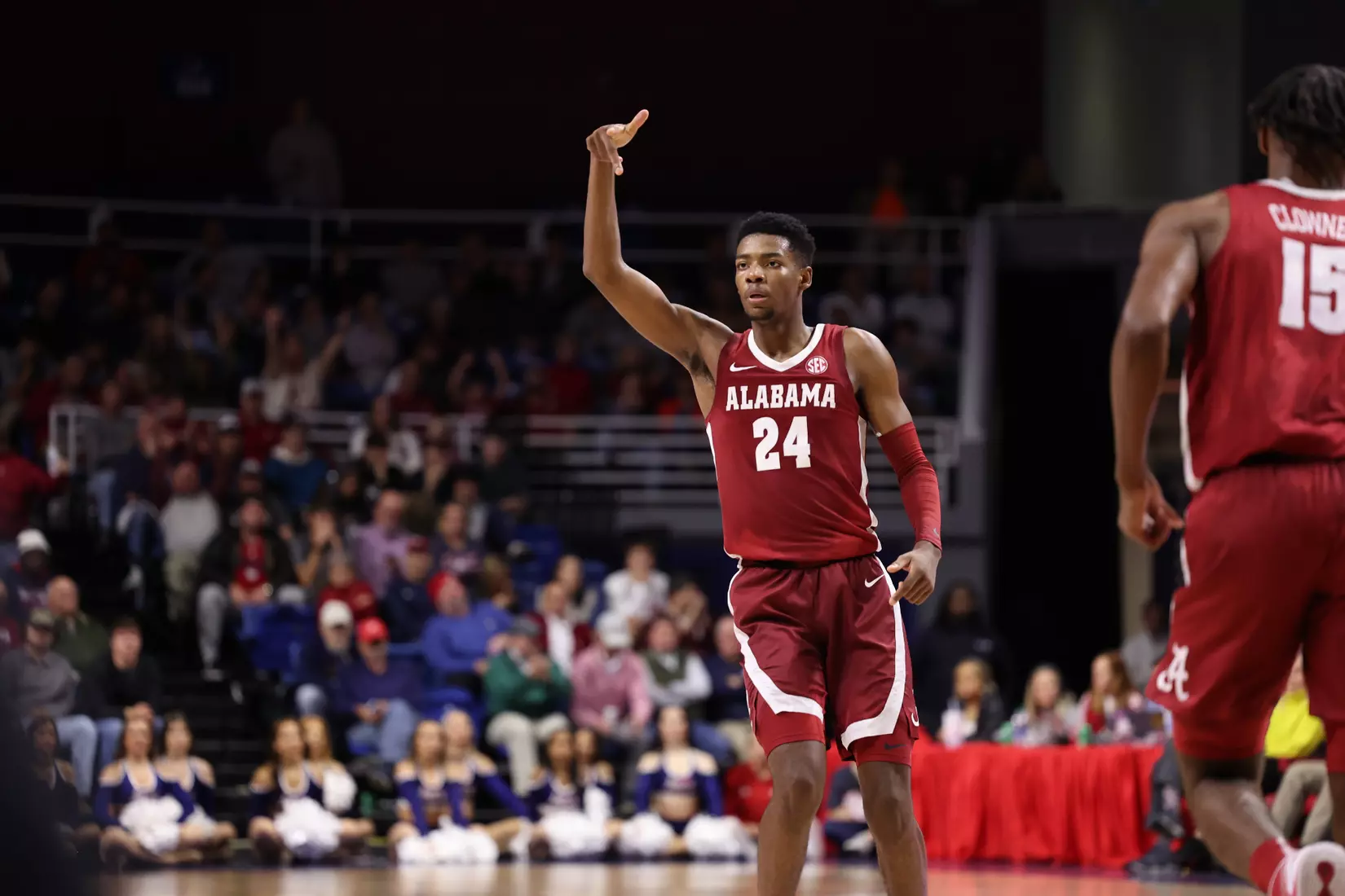Alabama Forward Brandon Miller (24) celebrates against South Alabama at Mithell Center in Mobile, AL on Tuesday, Nov 15, 2022.