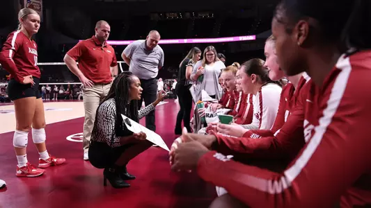 Alabama volleyball Head Coach Rashinda Reed coaches against Texas A&M at College Station Texas on Wednesday, Nov 2, 2022.