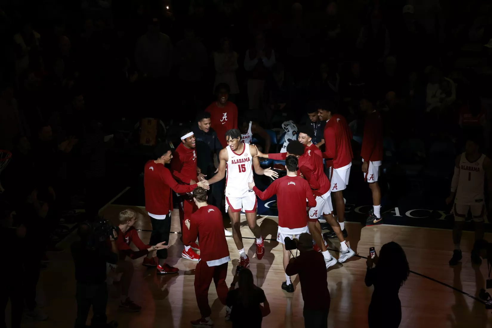 Alabama Forward Noah Clowney (15) during introductions against Gonzaga at Legacy Arena in Birmingham, AL on Saturday, Dec 17, 2022.