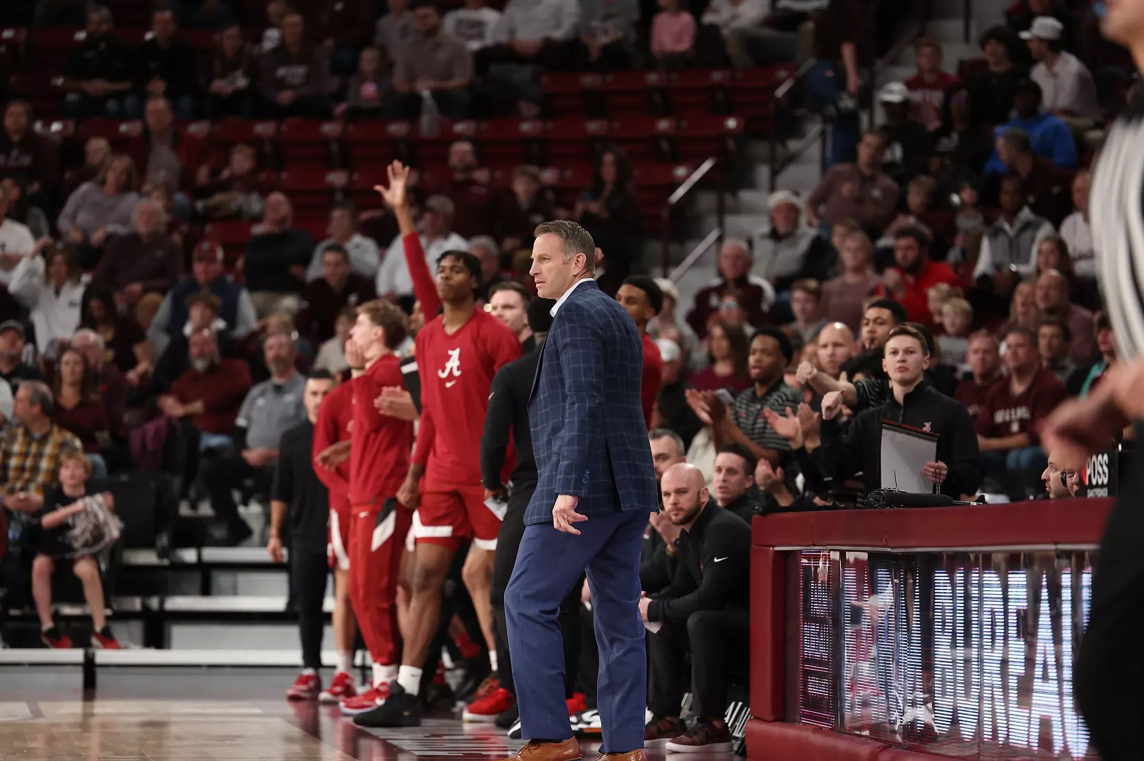 Alabama Alabama Head Coach Nate Oats watches from the bench against Mississippi State at Humphrey Coliseum in Starkville, MS on Wednesday, Dec 28, 2022.