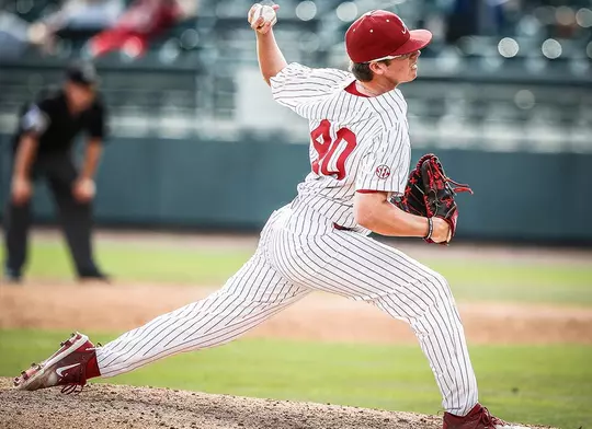 Brock Guffey mid-pitch