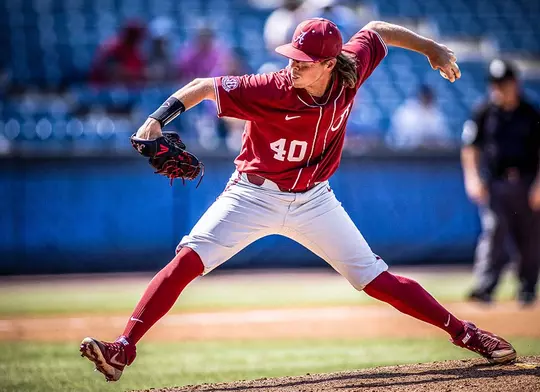 Brock Guffey mid-pitch