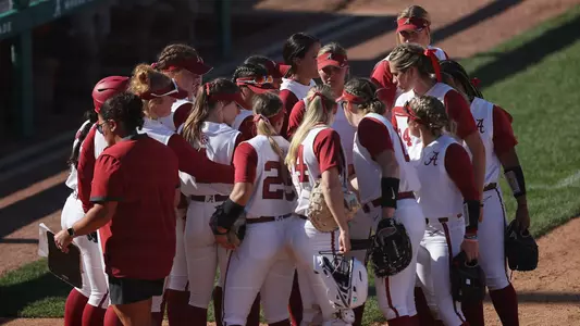 Alabama softball team huddle