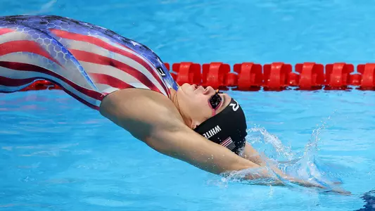 TOKYO, JAPAN - JULY 30: Rhyan White of Team United States competes in the first Semifinal of the Women's 200m Backstroke on day seven of the Tokyo 2020 Olympic Games at Tokyo Aquatics Centre on July 30, 2021 in Tokyo, Japan. (Photo by Tom Pennington/Getty Images)