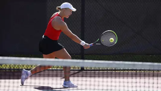 Petra Sedlackova backhands the ball