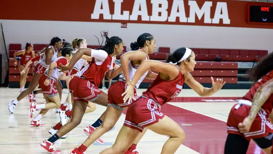 women's basketball running on first day of practice
