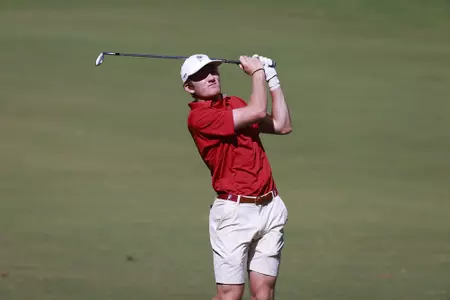 Alabama Golfer Nick Dunlap watches his shot at the The Jerry Pate SEC Match Play at Old Overton in Birmingham, AL on Tuesday, Sep 27, 2022.