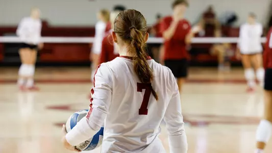 Vic Schmer ready to serve in a scrimmage