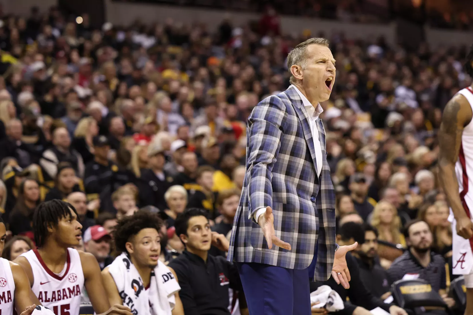 Alabama Alabama Head Coach Nate Oats reacts against Mizzou at Mizzou Arena in Columbia, MO on Saturday, Jan 21, 2023.