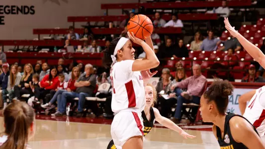 Aaliyah Nye shoots the ball