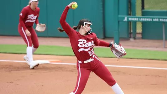Alea Johnson pitching in a fall scrimmage.