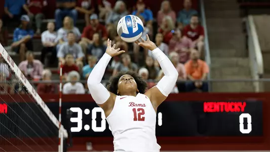 Gabbi LeBlanc setting the ball.