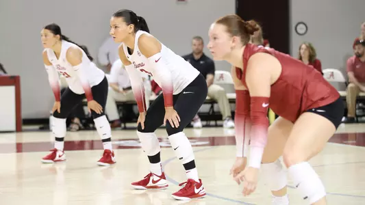 Allison Berent stands ready to pass against LSU (Oct. 22, 2023)