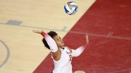 Gabbi LeBlanc serves the ball.