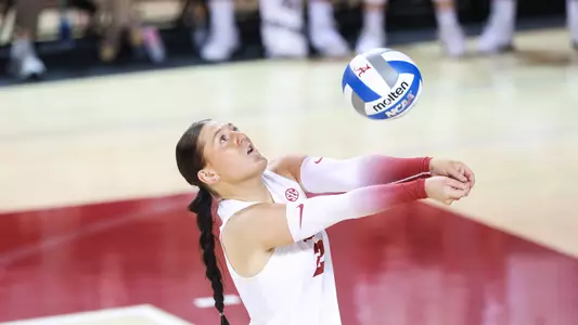 Francesca Bertucci bumps the ball against Tennessee.
