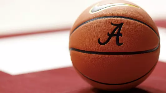 Basketball sitting on the court