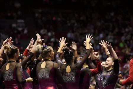 Alabama Gymnastics Team Huddle