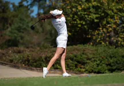 Sarah Edwards tees off during a practice round