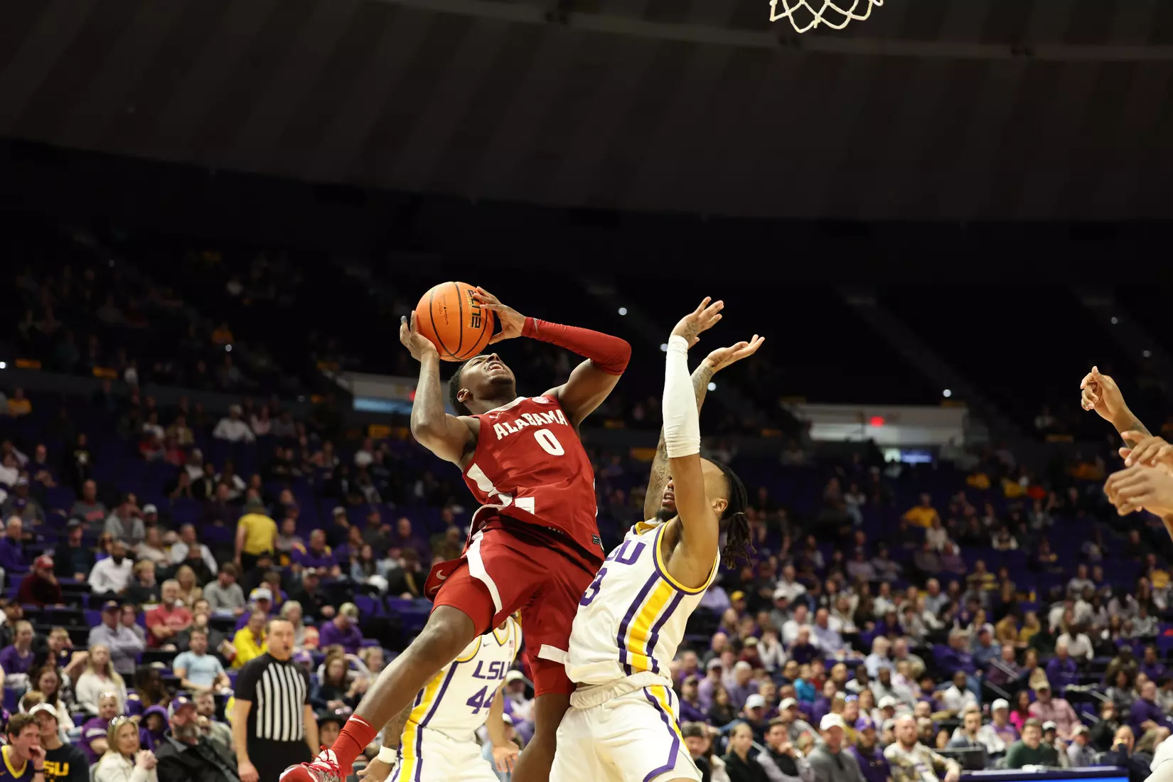 Alabama Guard Jaden Bradley (0) shoots the ball against LSU at Pete Maravich Center in Tuscaloosa, AL on Saturday, Feb 4, 2023.