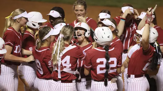 Jenna Johnson celebrates at home after a home run vs. Southern Miss (March 1, 2023)