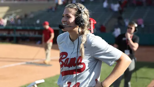 Montana Fouts interviews with TV postgame after a win vs. Longwood (March 4, 2023)