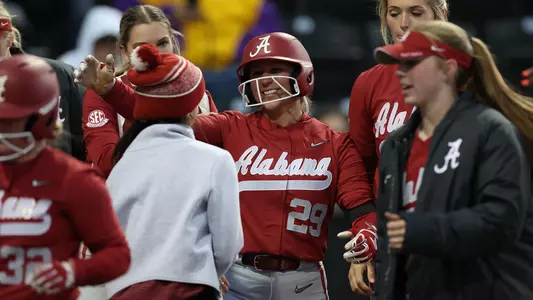 Ashley Prange smiles after hitting a home run at Missouri (April 1, 2023)
