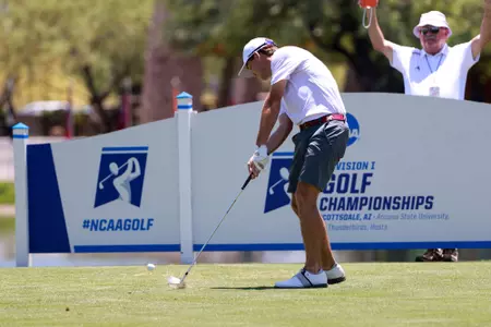 Alabama Golfer JP Cave drives during day one of the NCAA Championship Finals at Grayhawk Golf Club - Raptor Course in Scottsdale, AZ on Friday, May 26, 2023.
Photo by Rodger Champion