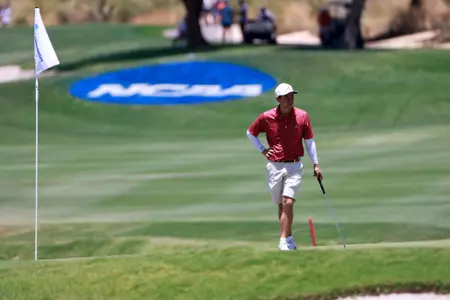 Alabama golfer Thomas Ponder watches during day two of the NCAA Championship Finals at Grayhawk Golf Club - Raptor Course in Scottsdale, AZ on Saturday, May 27, 2023.
Photo by Rodger Champion